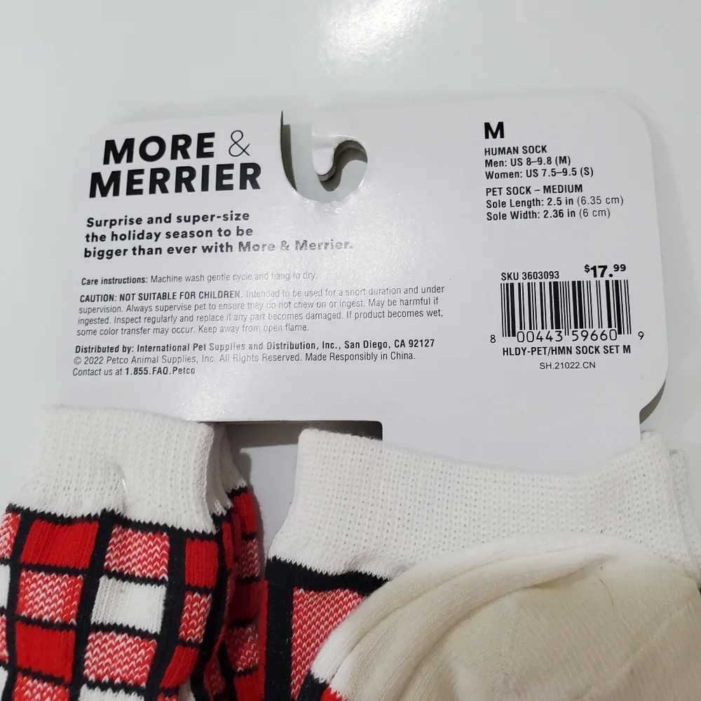 PET & PET PARENT SOCKS Red Plaid Red White Black So Cute!